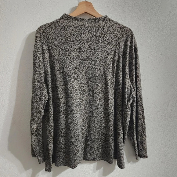 LESLIE FAY Leopard Print Mock Neck Top Size L - Picture 3 of 8